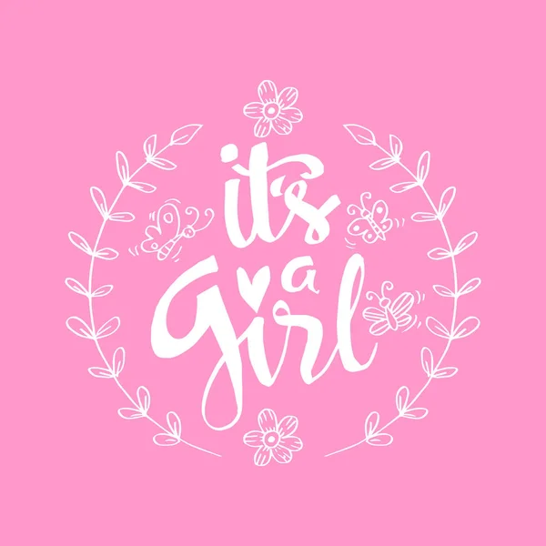 Girl Lettering Baby Shower Design Card Invitation — Stock Photo, Image