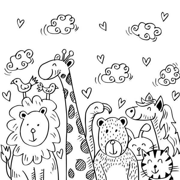 Cartoon Ilustrace Roztomilými Zvířaty — Stock fotografie