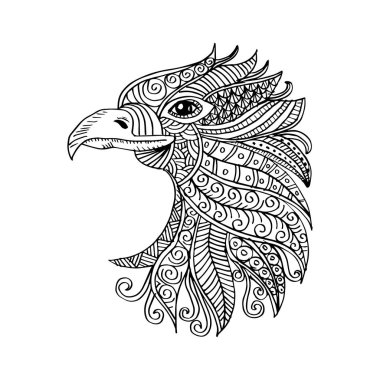 El çekilmiş Merkez kartal. El çizim şekil.