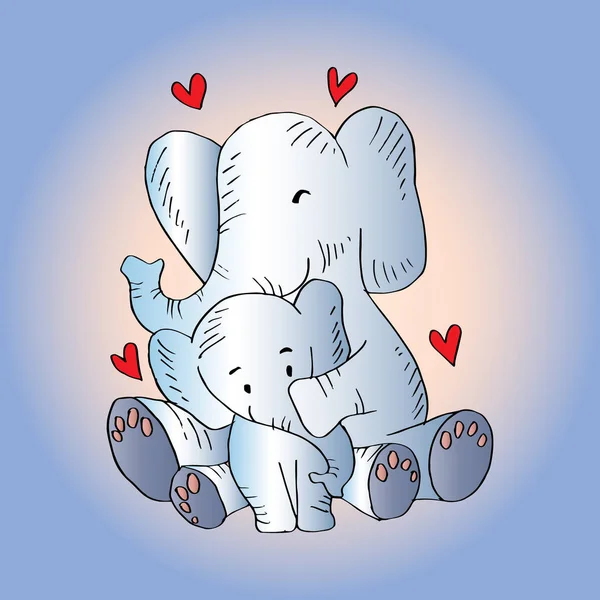 Illustration Maman Éléphant Bébé Mignon — Photo