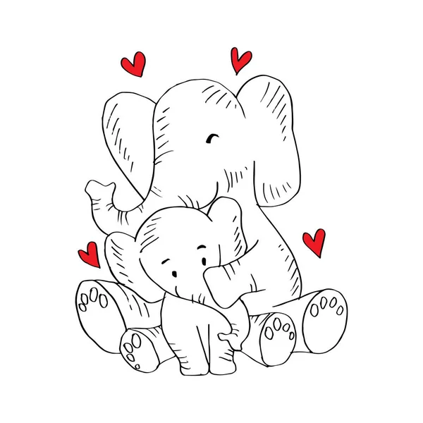 Illustration Elephant Mom Baby Cute — Stock Photo, Image