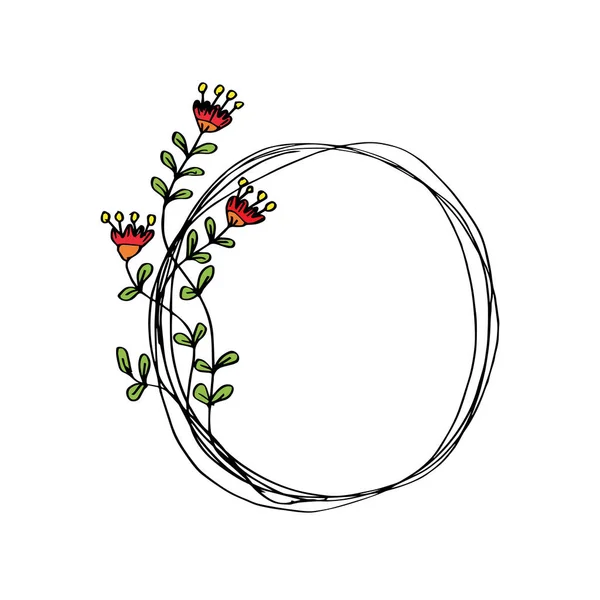 Hand Tekening Floral Frame — Stockfoto