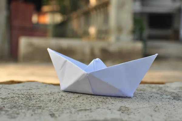 Origami white paper boat