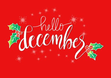 Aralık yazı Merhaba. Tebrik kartı.