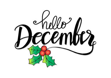 Aralık yazı Merhaba. Tebrik kartı.