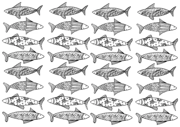 Balık Ile Dekoratif Desen — Stok Vektör
