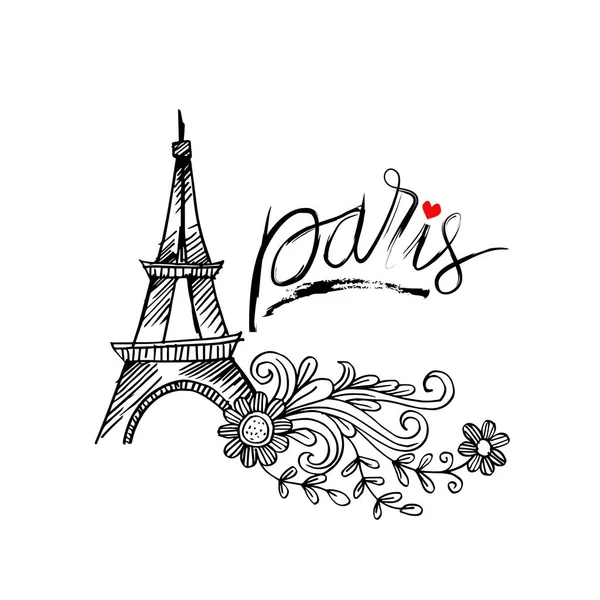 Esquisse Tour Eiffel Paris Symbole France — Image vectorielle