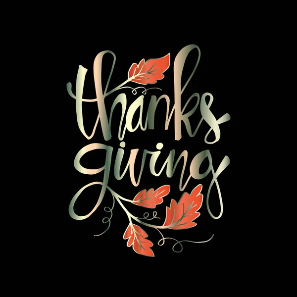 Affiche Typographie Thanksgiving Dessinée Main Citation Célébration Joyeux Thanksgiving — Image vectorielle