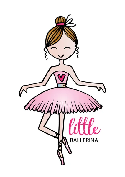 Petite Ballerine Mignonne Fille Dessin Animé Pour Vêtements — Image vectorielle
