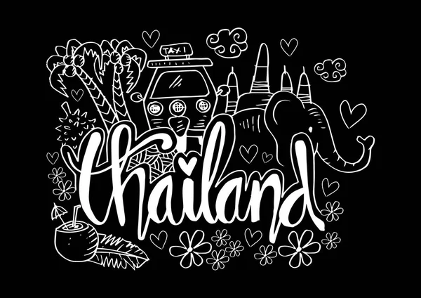 Símbolos Dibujados Mano Tailandia — Vector de stock