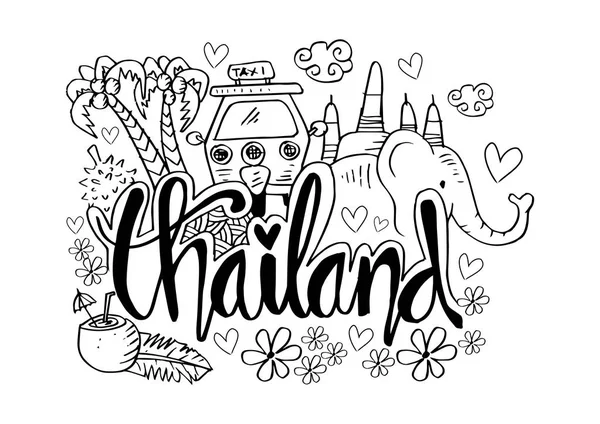 Symboles Dessinés Main Thaïlande — Image vectorielle