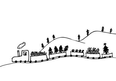 Noel tren. El çizim şekil