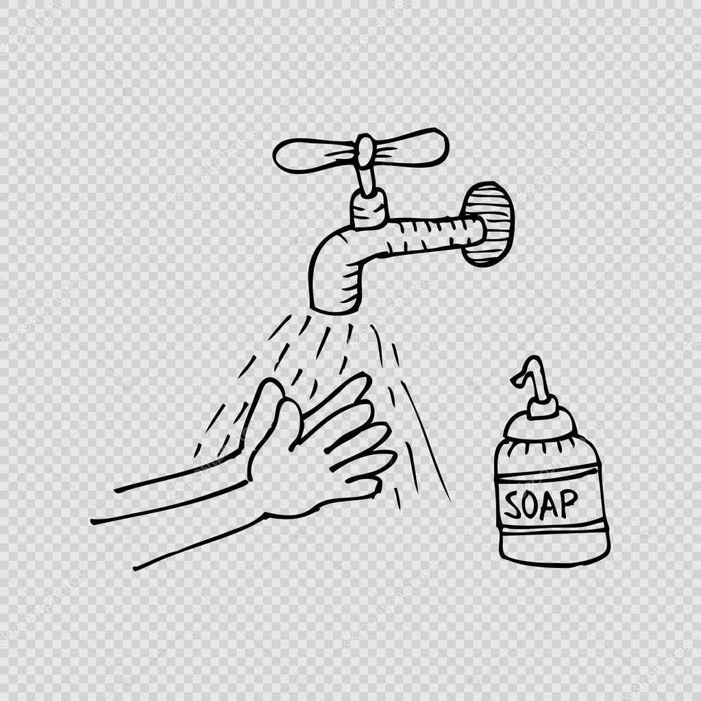 Images: hand wash drawing | Hand Wash Hand Drawing Illustration — Stock