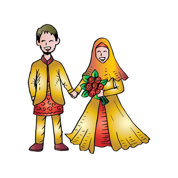 Κάρτα Γάμου Μουσουλμανική Ζευγάρι — Διανυσματικό Αρχείο