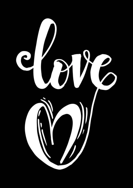 Love Hand Lettering Romantic Design Prints Apparel Poster Wedding Decor — Stock Vector