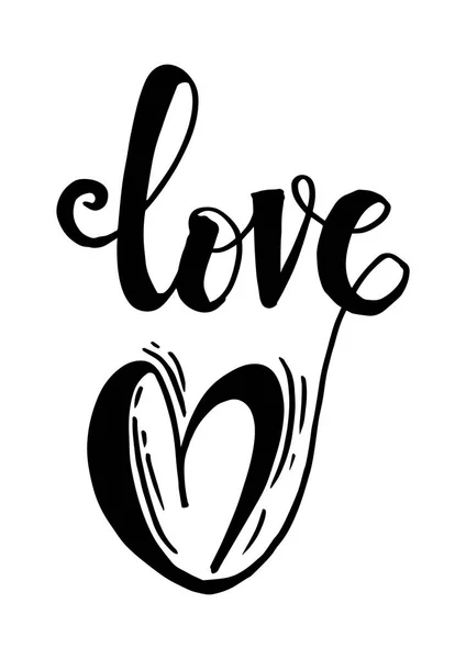 Love Hand Lettering Romantic Design Prints Apparel Poster Wedding Decor — Stock Vector