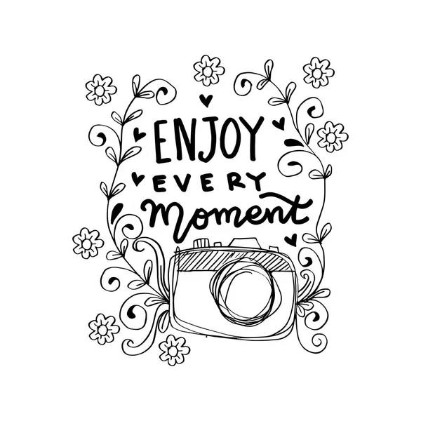 Geniet Van Elke Moment Hand Belettering Hand Belettering Poster — Stockvector