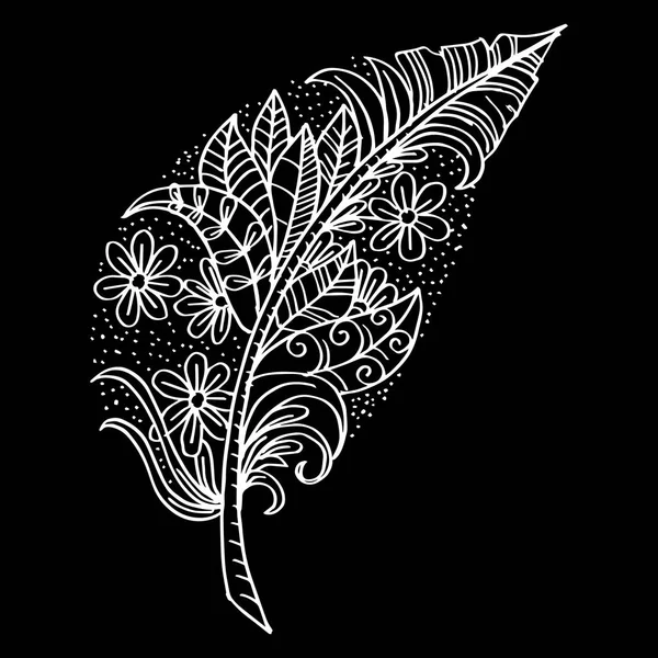 Hand drawn feather . Decorative style.