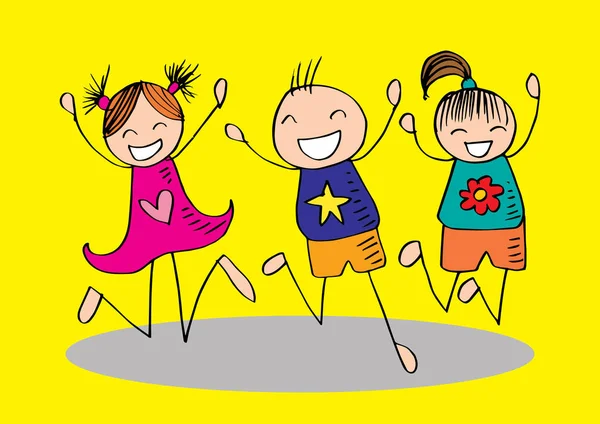 Desenhos Animados Crianças Felizes Jogando Juntos —  Vetores de Stock