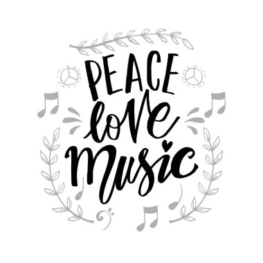 Barış aşk müzik el yazı... Motivasyonel teklif.