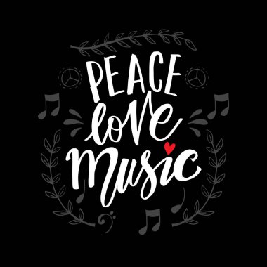 Barış aşk müzik el yazı... Motivasyonel teklif.