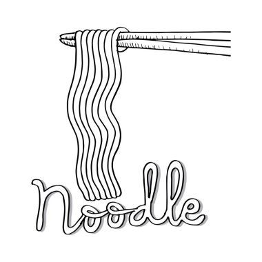 Yemek çubukları üzerinde kabataslak şehriye. 