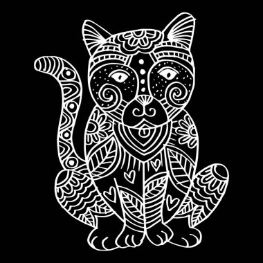 Şirin kedi dekoratif illüstrasyon.