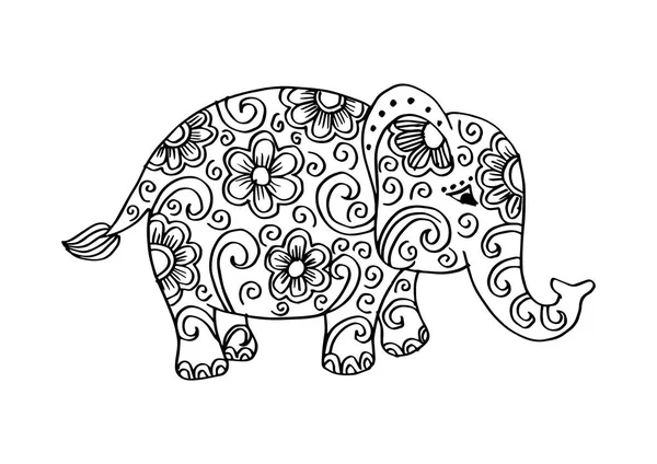 Cute Elephant Decorative Illustration — Stock Vector