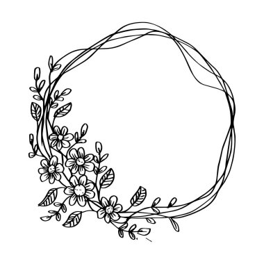 Daire dekoratif çerçeve çiçek.