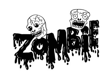 Zombi el kafatası ile yazı.