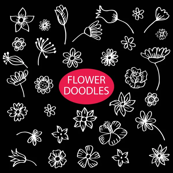 植物と花セット背景 — ストックベクタ
