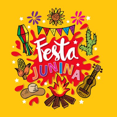 Festa Junina Poster (Brazilian June Festival) party decoration. clipart
