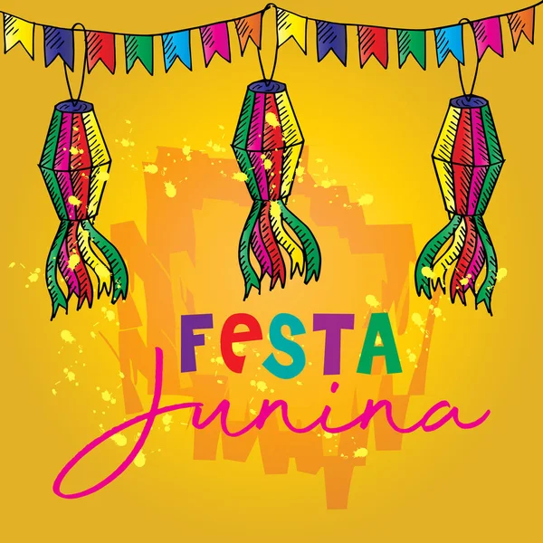 Festa Junina Poster Festa Brasiliana Giugno Decorazione Della Festa — Vettoriale Stock