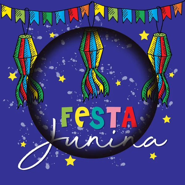 Festa Junina Poster Festa Brasiliana Giugno Decorazione Della Festa — Vettoriale Stock