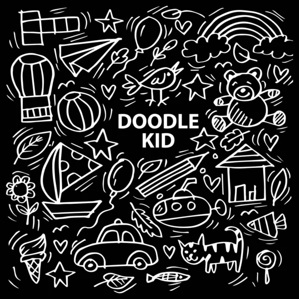 Sfondo Kid Doodle Bambini — Vettoriale Stock