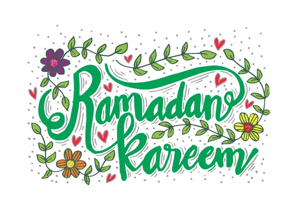 Ramadán Kareem Boceto Mano Con Adorno Floral — Vector de stock