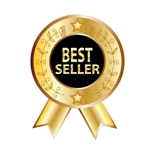 Best Seller Label Best Seller Golden Label — Stock Vector