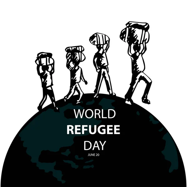 Día Mundial Del Refugiado Junio — Vector de stock