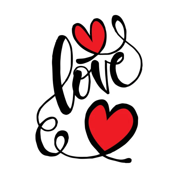 Love Hand Written Lettering Heart Shape — Stock Vector