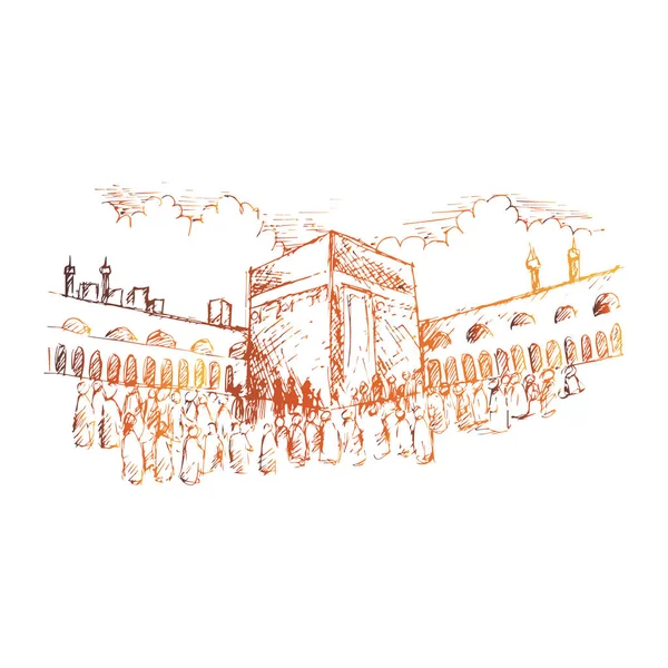 Sketch Holy Kaaba Mecca Saudi Arabia Royalty Free Stock Vectors
