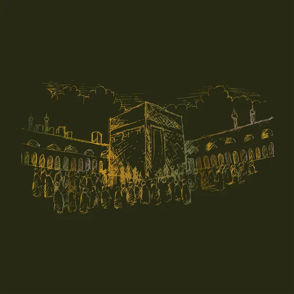 Sketch Holy Kaaba Mecca Saudi Arabia Royalty Free Stock Illustrations