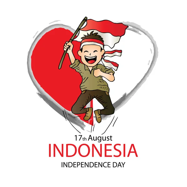 August Indonesia Independence Day Greeting Card — Stock Vector