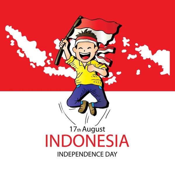 August Indonesia Independence Day Greeting Card — Stock Vector