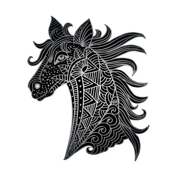 Ручной Конь Этническими Цветами — стоковый вектор
