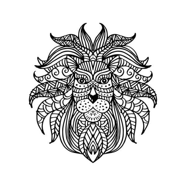 Tête Lion Motifs Ethniques Illustration Dessin — Image vectorielle