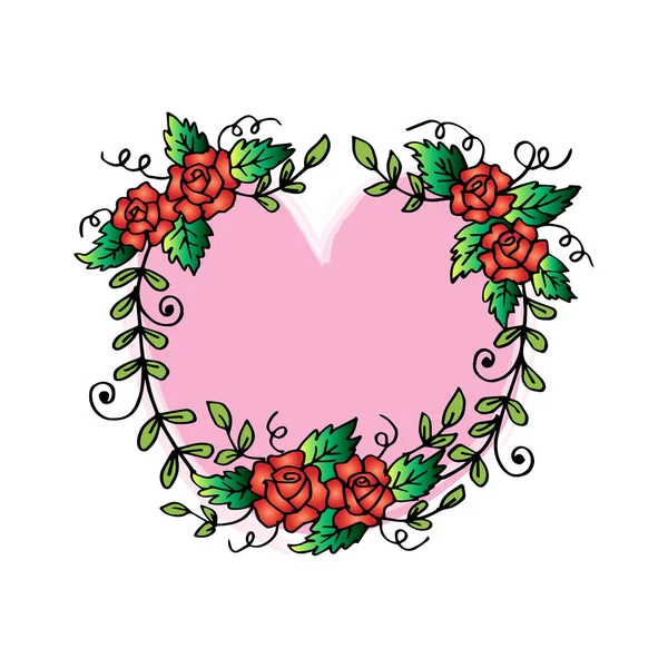 Kranz Aus Rosenhandzeichnung Illustration Blumenrahmen Mit Rosen — Stockvektor