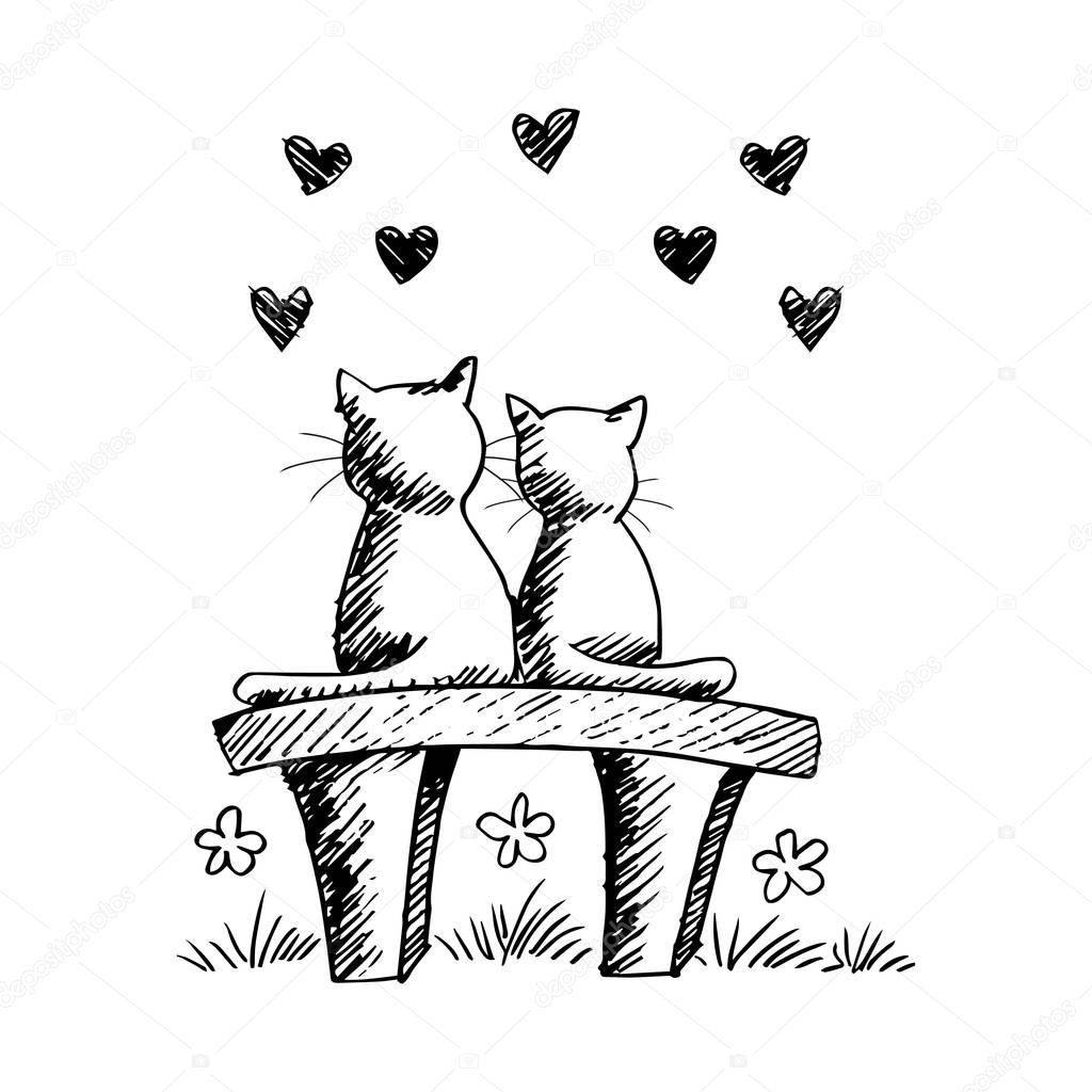 Vettoriale stockDue Gatti Innamorati Illustrazione Disegno Mano di ©Handini  #286480936, image size:1024x1024