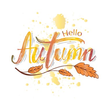 Merhaba sonbahar el yazısı. Tebrik kartı.