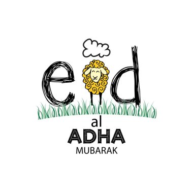 Muslim community festival Eid-Ul-Adha celebrations with cute sheep clipart