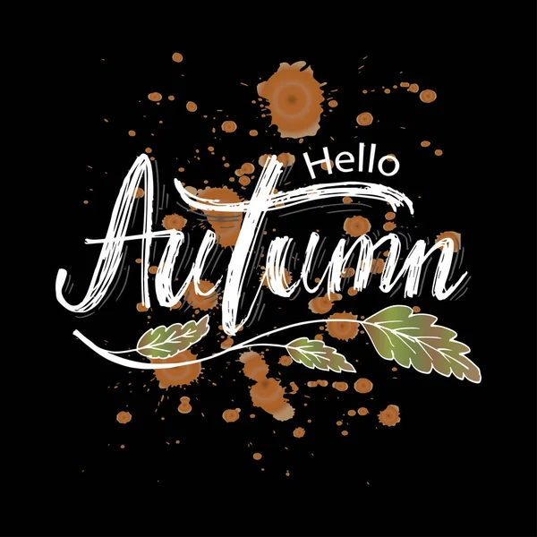 Hola Letras Otoño Tarjeta Felicitación — Vector de stock